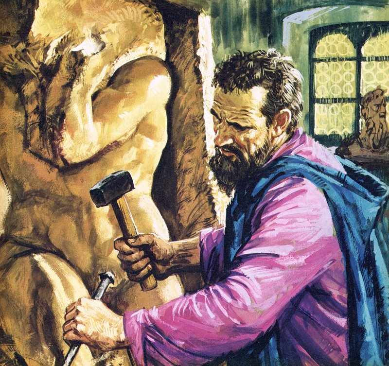 Michelangelo aan het werk door English School