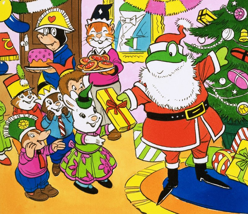 Meneer Pad geeft kerstcadeaus uit door English School