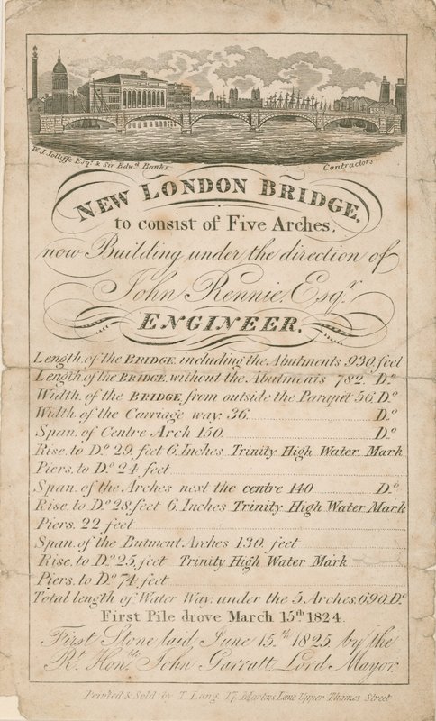 Nieuwe London Bridge - John Rennie Ingenieur door English School