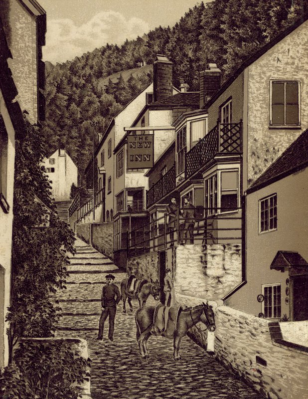 Noord-Devon: Clovelly, Hoofdstraat door English School