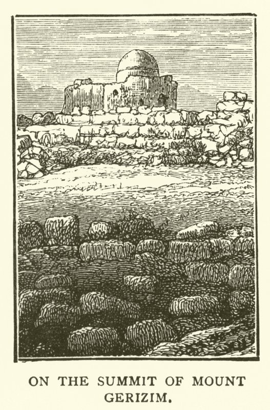 Op de top van de berg Gerizim (gravure) door English School