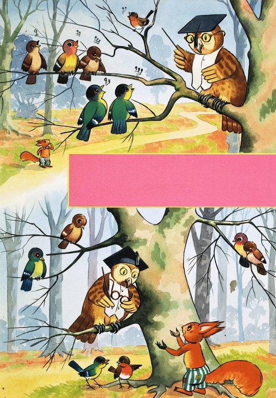 Uil die andere vogels lesgeeft door English School