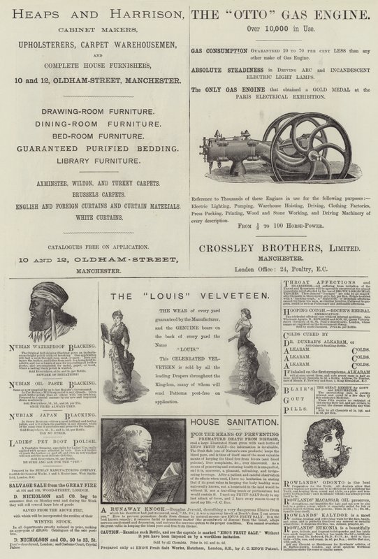 Pagina met advertenties (gravure) door English School