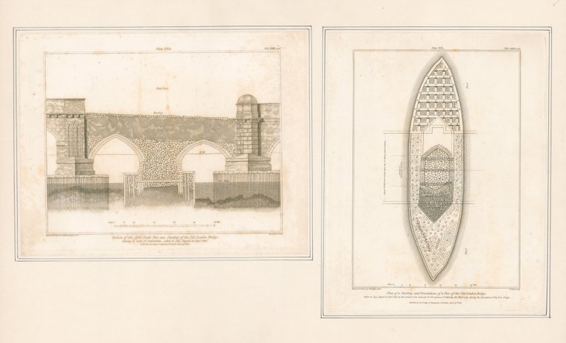 Delen van de oude London Bridge door English School