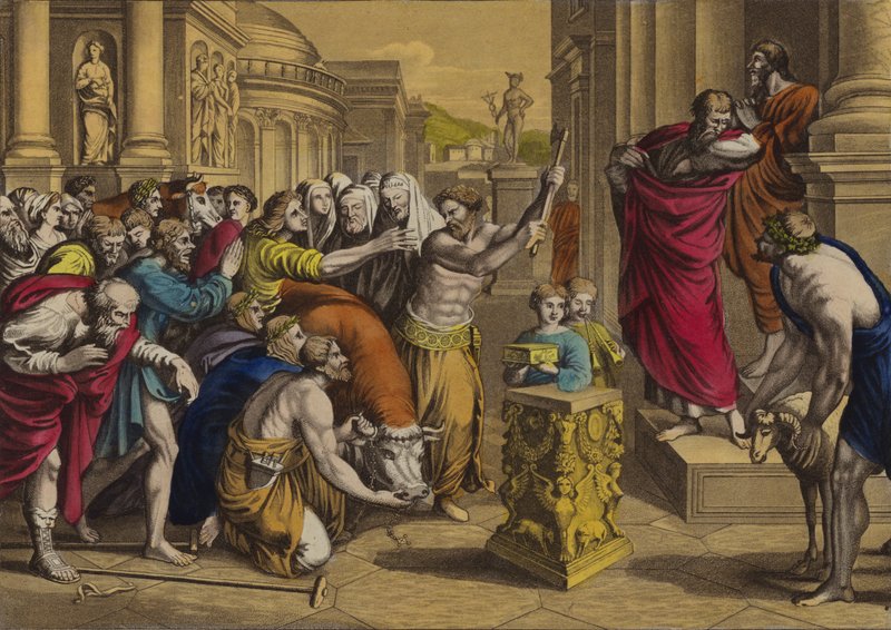 Paulus en Barnabas in Lystra door English School