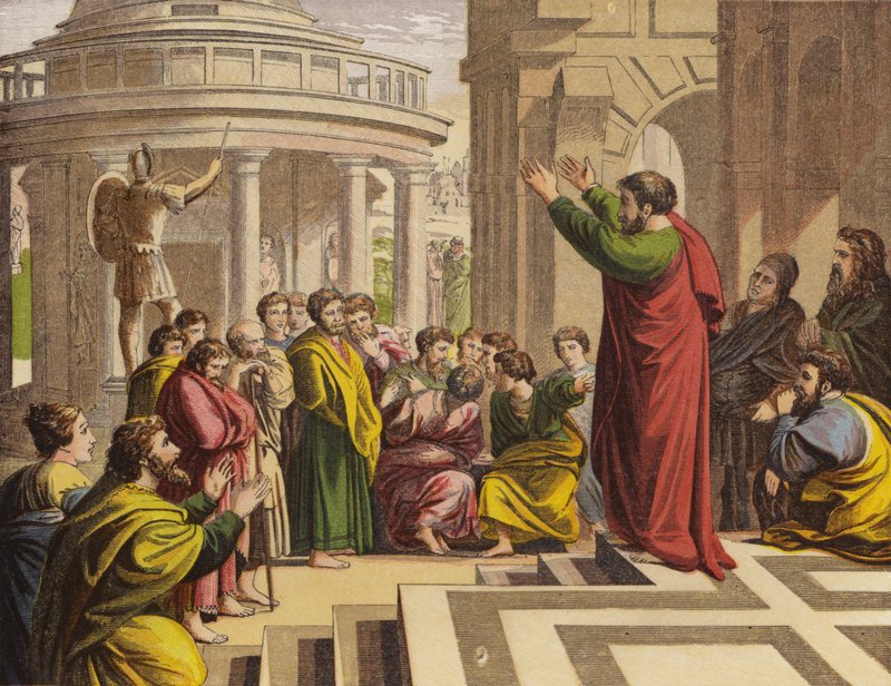 Paulus predikt in Athene door English School