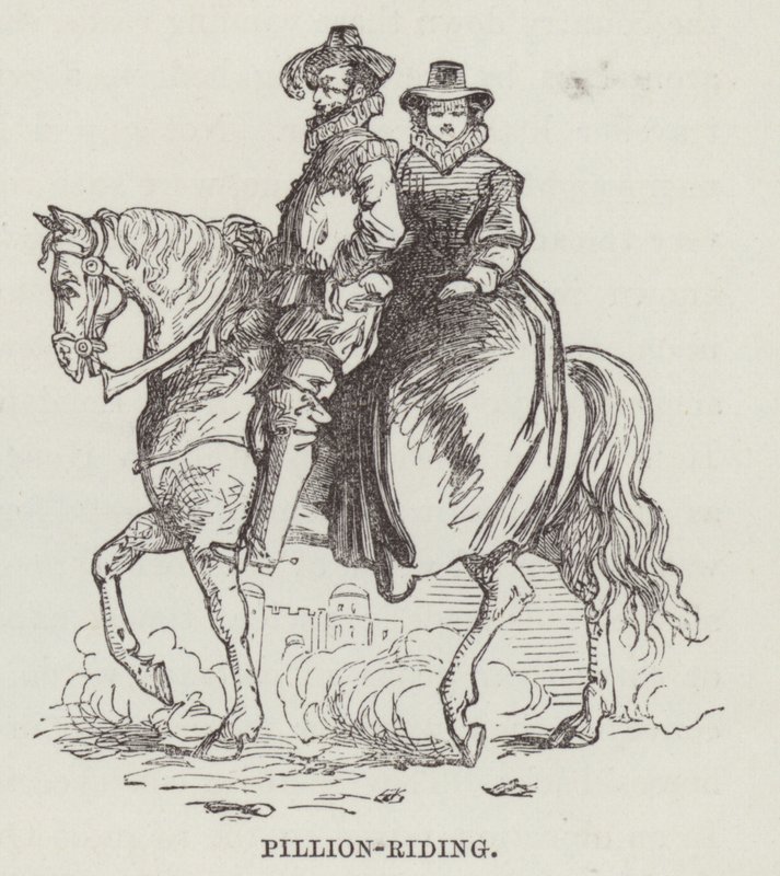 Achterop rijden (gravure) door English School