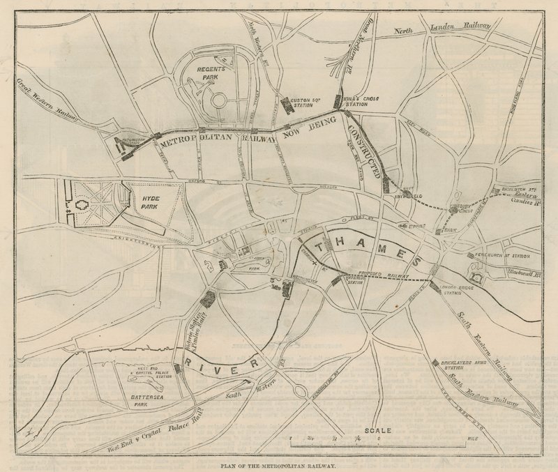 Plan van de Metropolitan Railway door English School
