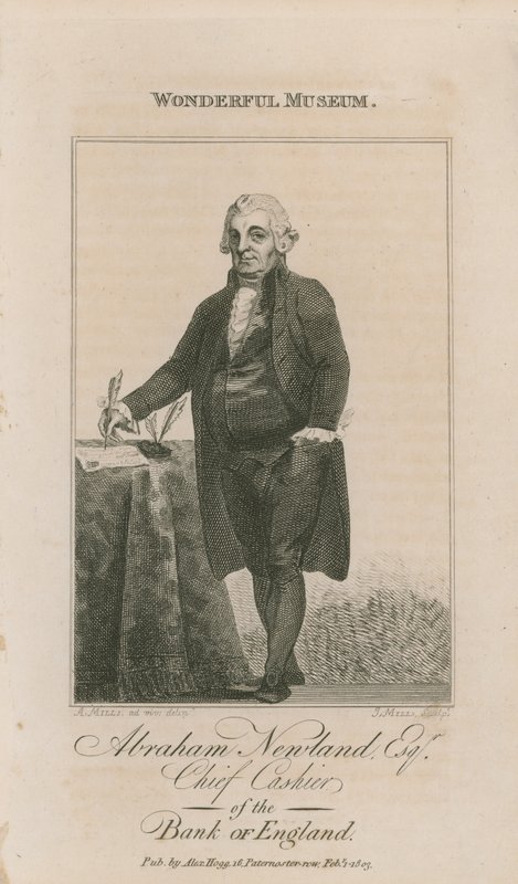 Portret van Abraham Newland door English School