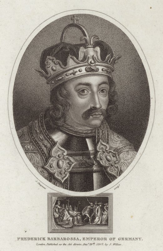 Portret van Frederik Barbarossa door English School