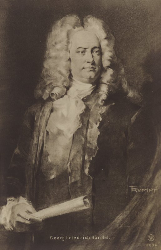 Portret van George Friedrich Handel door English School