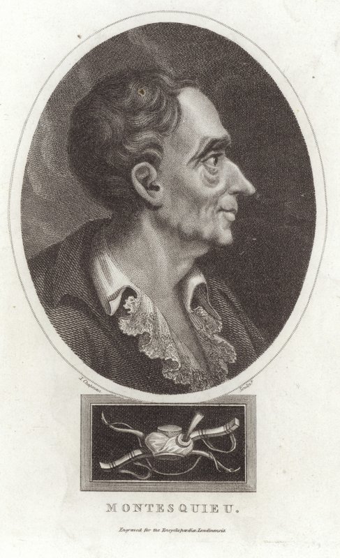 Portret van Montesquieu door English School