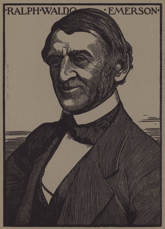 Portret van Ralph Waldo Emerson door English School