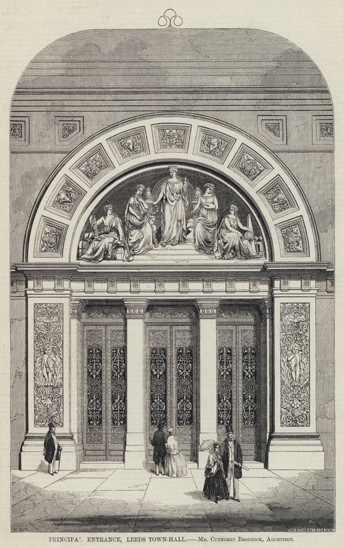 Hoofdingang, Leeds Town-Hall door English School