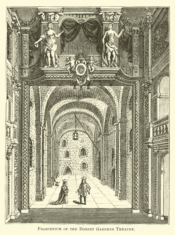 Proscenium van het Dorset Gardens Theatre door English School