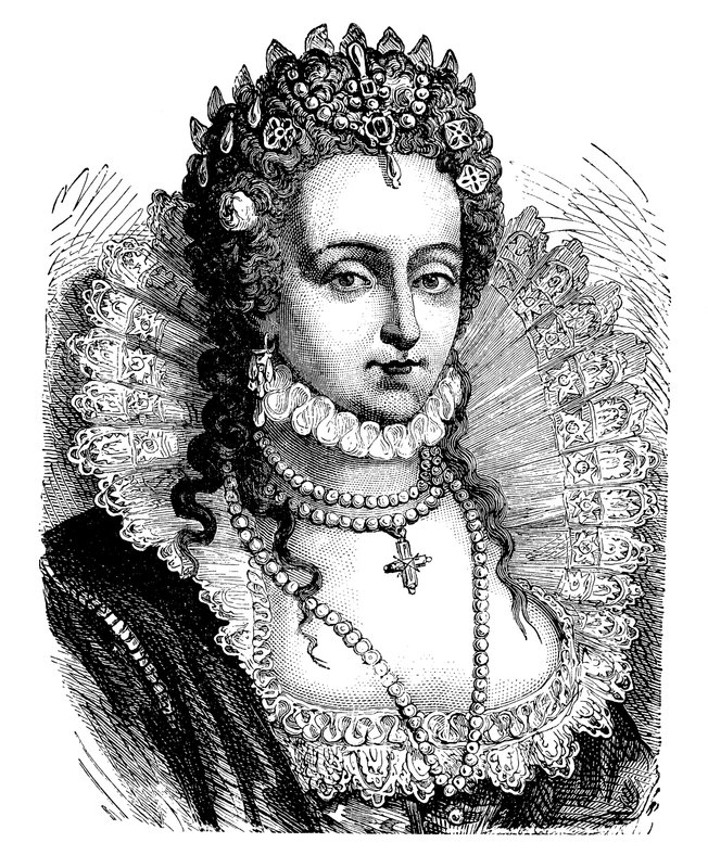 Koningin Elizabeth I (kleur litho) door English School