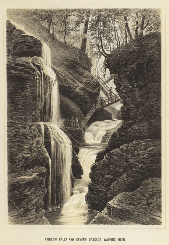 Rainbow Falls en Cavern Cascade, Watkins Glen door English School