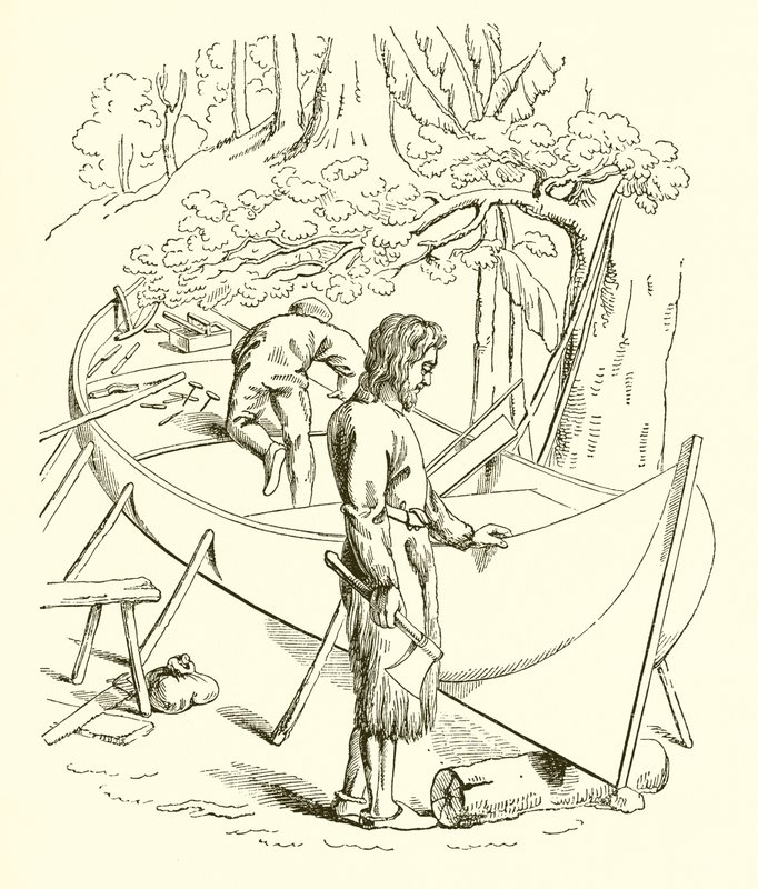 Robinson Crusoe bouwt zijn boot door English School