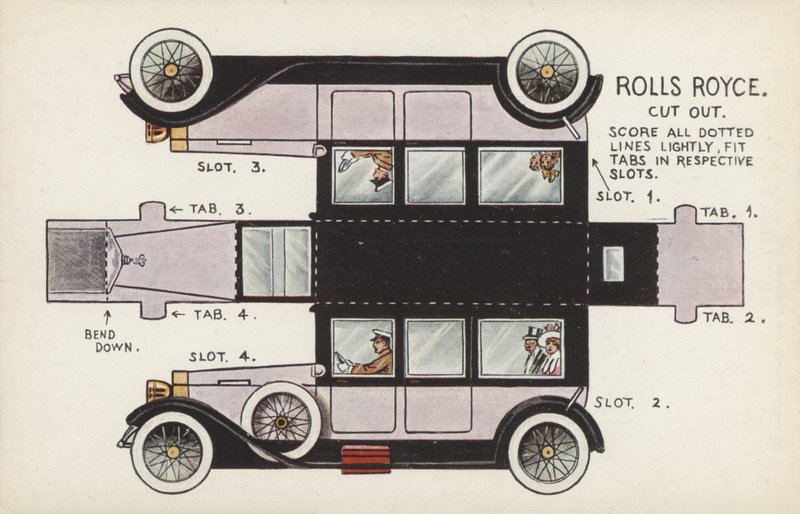 Rolls Royce Uitknippen (kleur litho) door English School