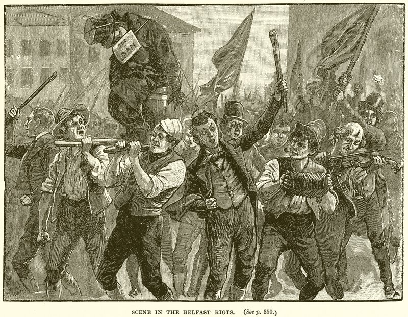 Scène in de Belfast-rellen door English School