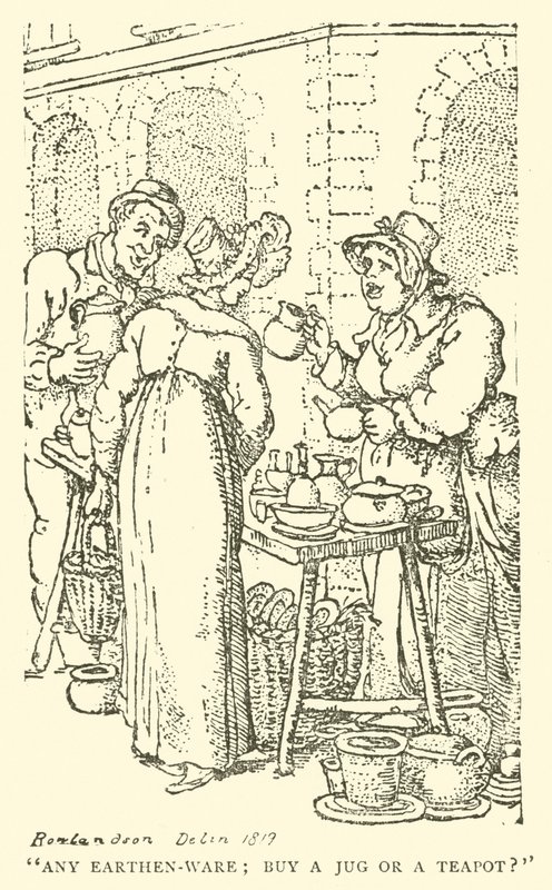 Verkoper van aardewerk door English School