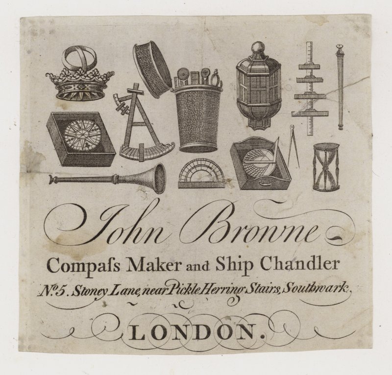 Scheepsleveranciers, John Browne, handelskaart door English School