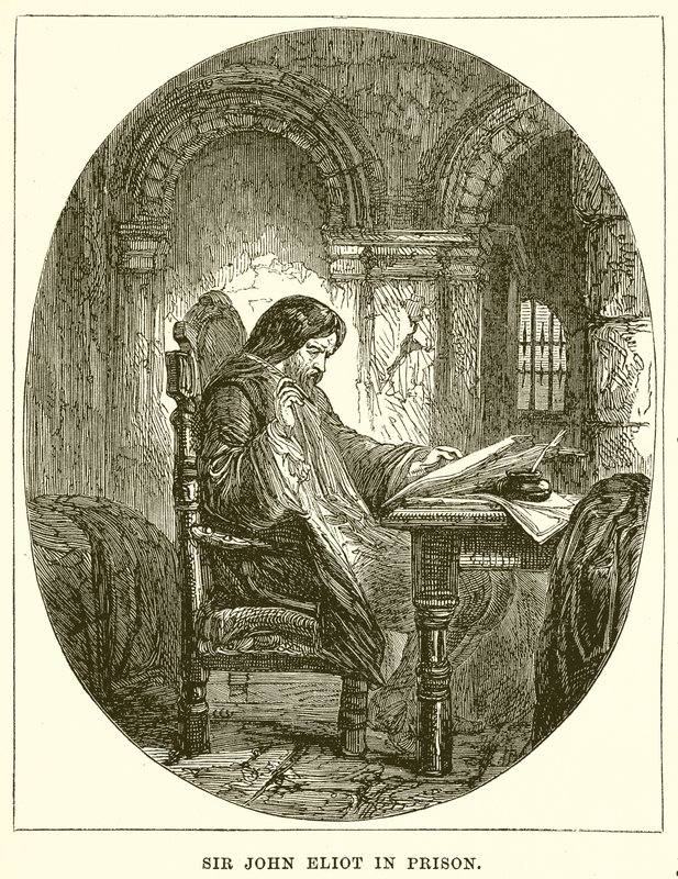 Sir John Eliot in de gevangenis door English School