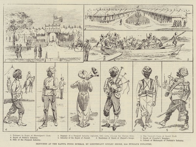 Schetsen bij de Rawul Pindi Durbar door English School