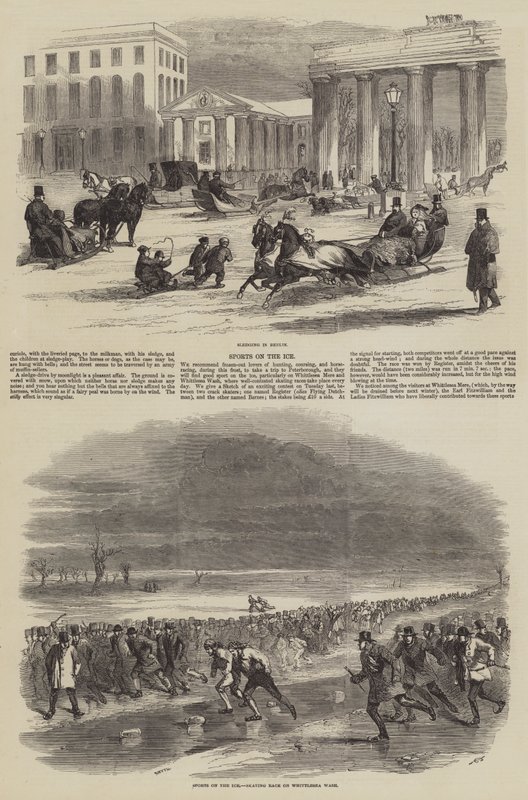 Sporten op het ijs (gravure) door English School