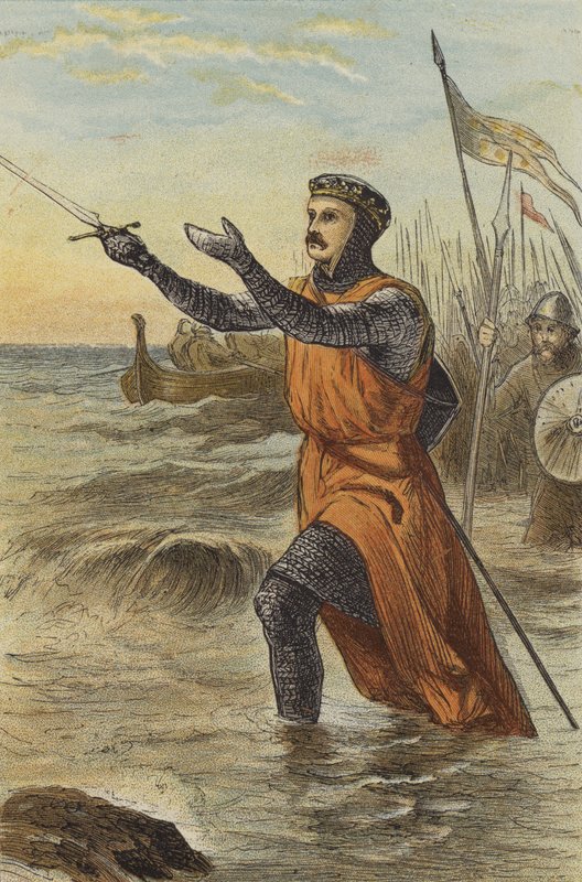 St. Louis landt in Damietta (gekleurde gravure) door English School