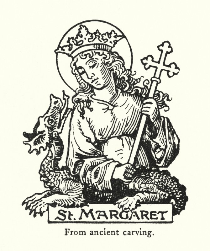Sint Margaretha, van oude houtsnede door English School