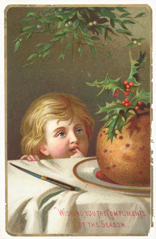 Staren naar de pruimenpudding, kerstkaart door English School
