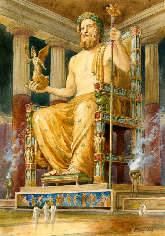 Standbeeld van Zeus in Olympia door English School