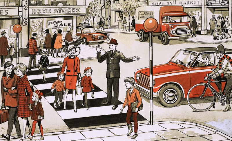 Straatscène. Zoek de fouten puzzel door English School