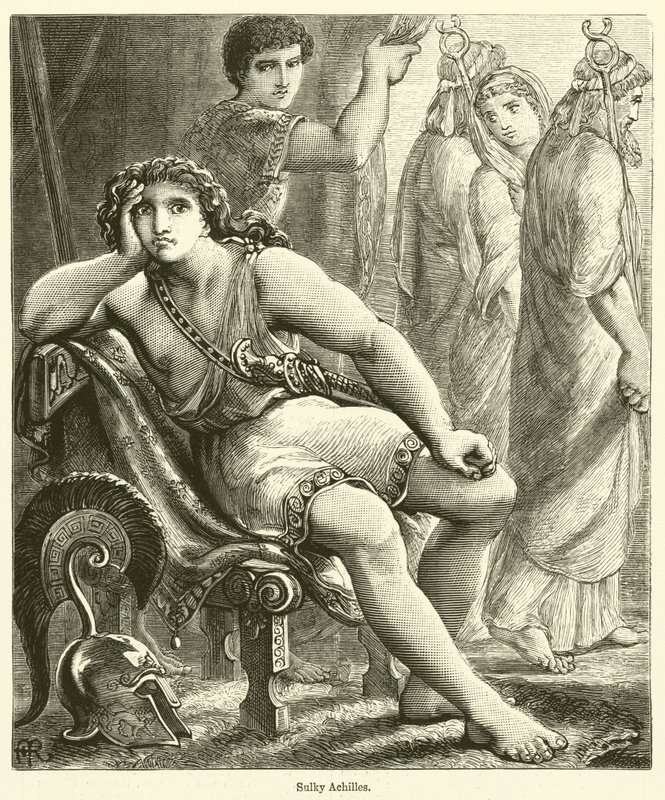 Sulky Achilles (gravure) door English School