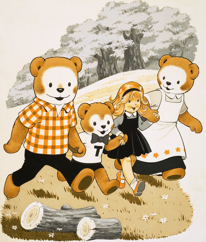 Teddyberen met jong meisje door English School
