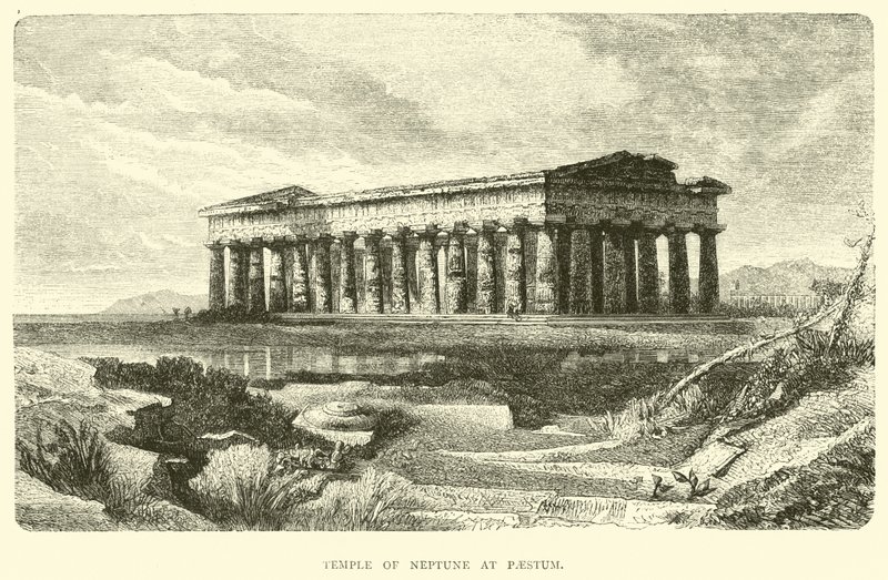 Tempel van Neptunus in Paestum door English School