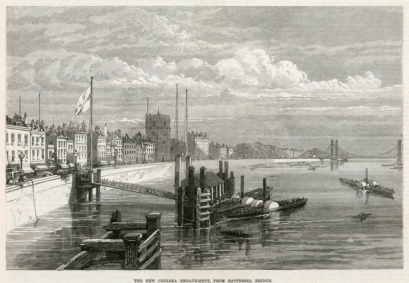 Thames Embankment bij Chelsea door English School