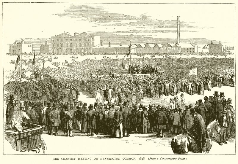 De Chartist Meeting op Kennington Common, 1848 door English School