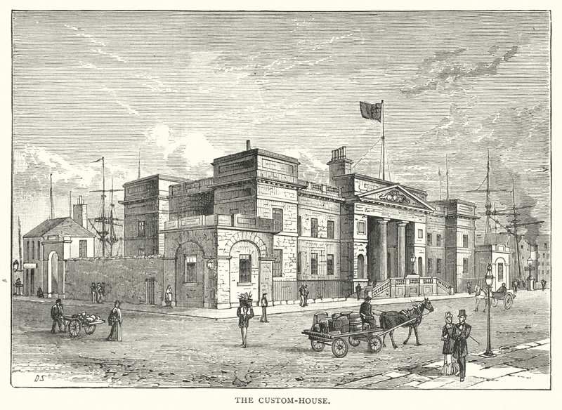 Het Douanehuis (gravure) door English School