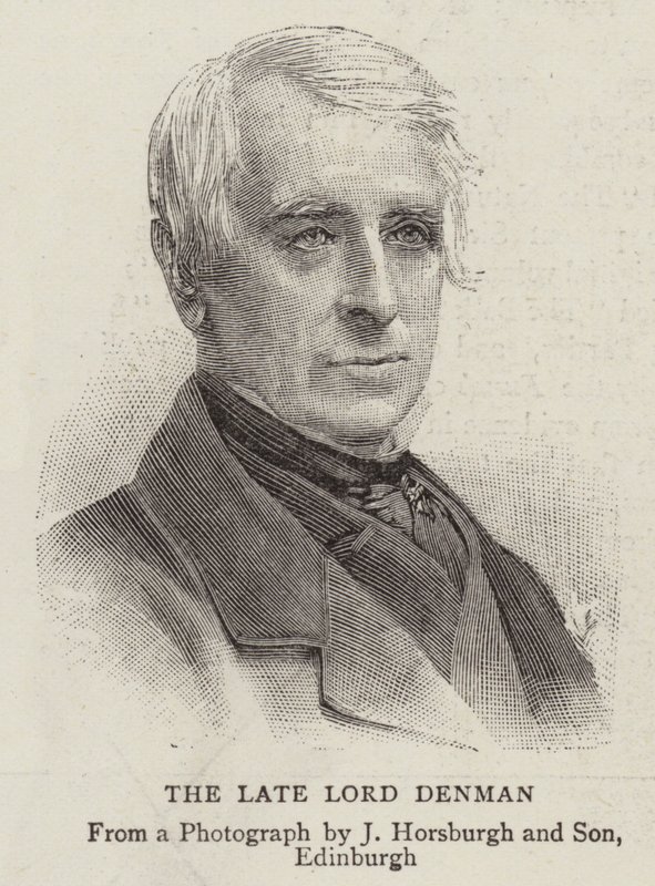 De overleden Lord Denman (gravure) door English School