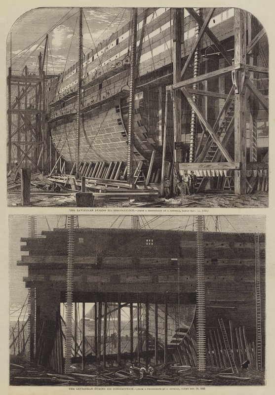 De Leviathan tijdens de bouw (gravure) door English School