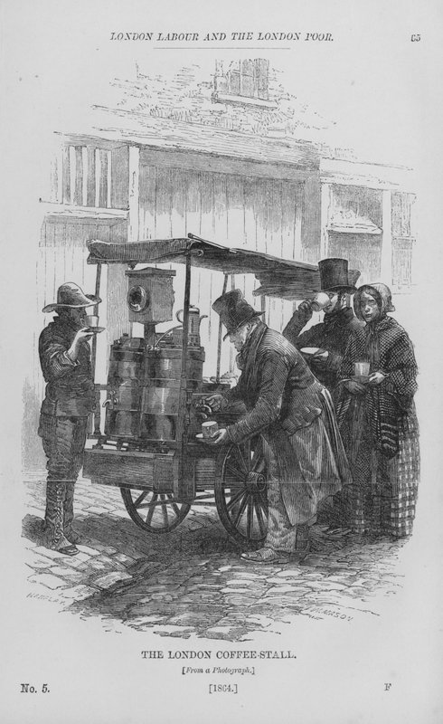 Het Londense Koffiestalletje (gravure) door English School