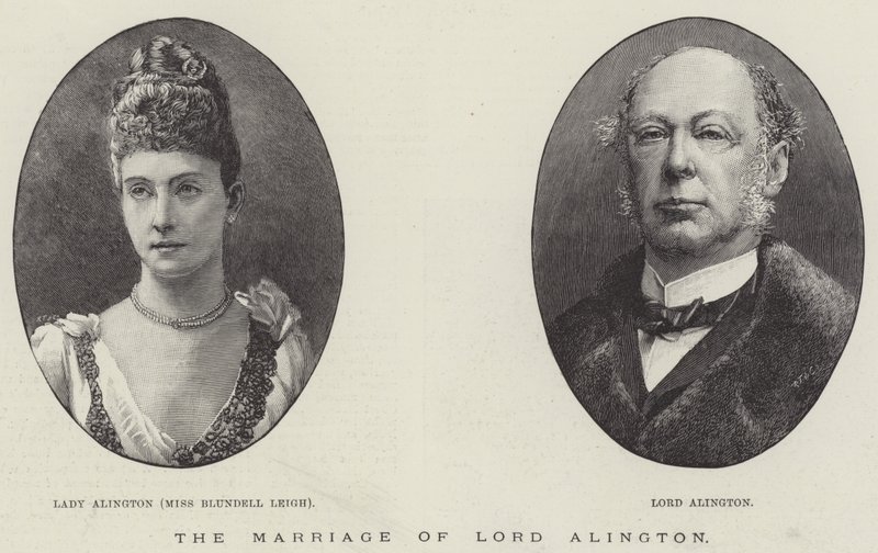 Het huwelijk van Lord Alington (gravure) door English School