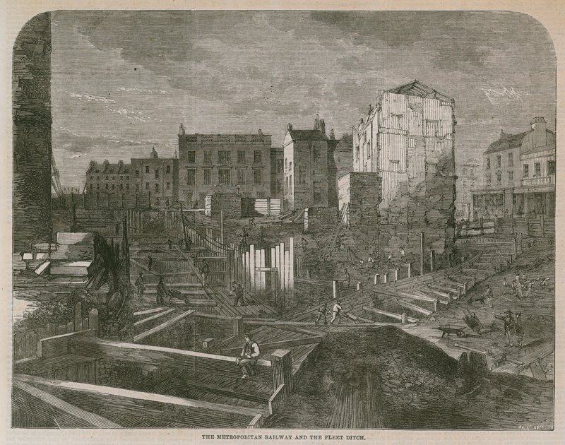 De Metropolitan Railway en de Fleet Ditch door English School