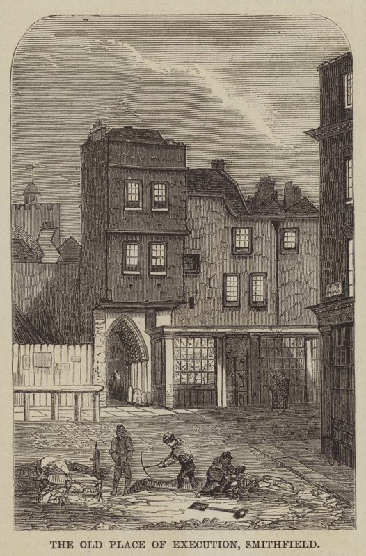 De oude executieplaats, Smithfield (gravure) door English School