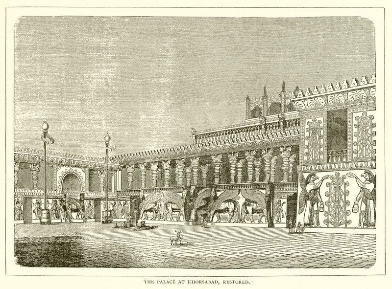 Het paleis in Khorsabad, gerestaureerd door English School