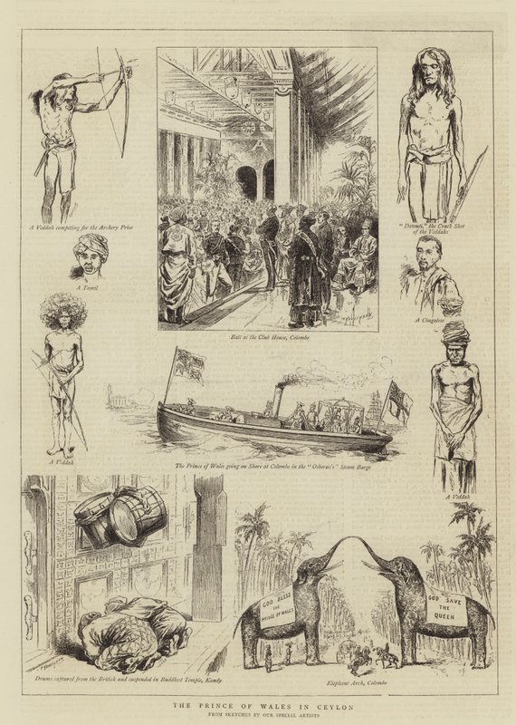 De Prins van Wales in Ceylon door English School