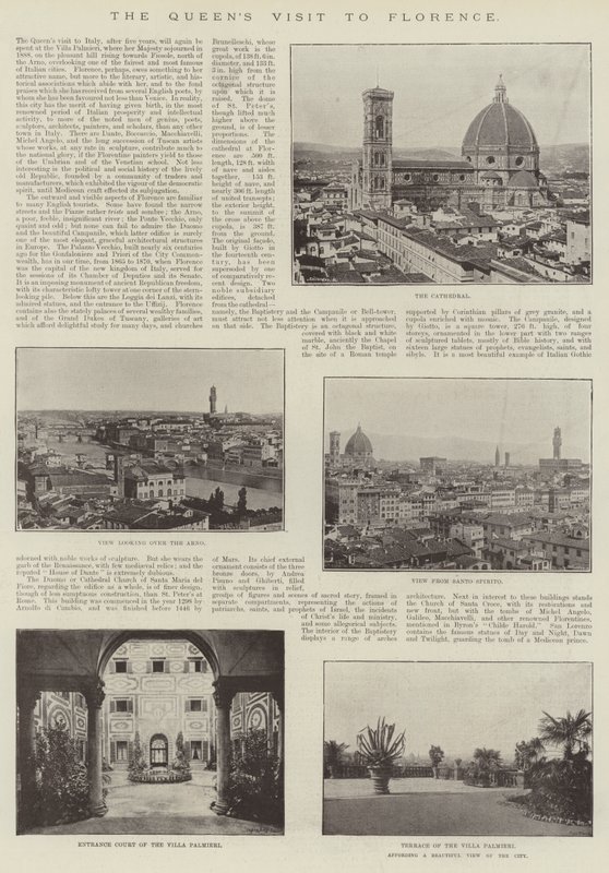 Het bezoek van de koningin aan Florence (gravure) door English School