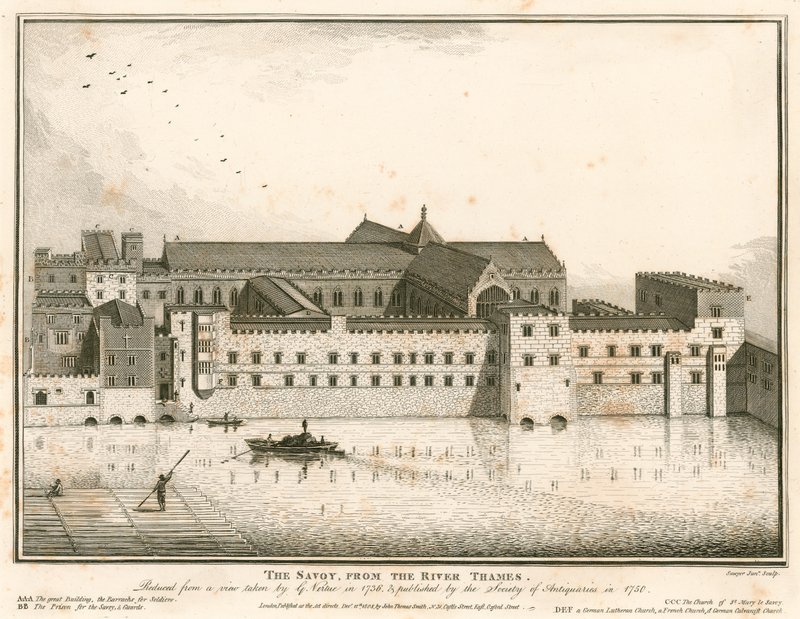 De Savoy, Londen, vanaf de rivier de Theems door English School